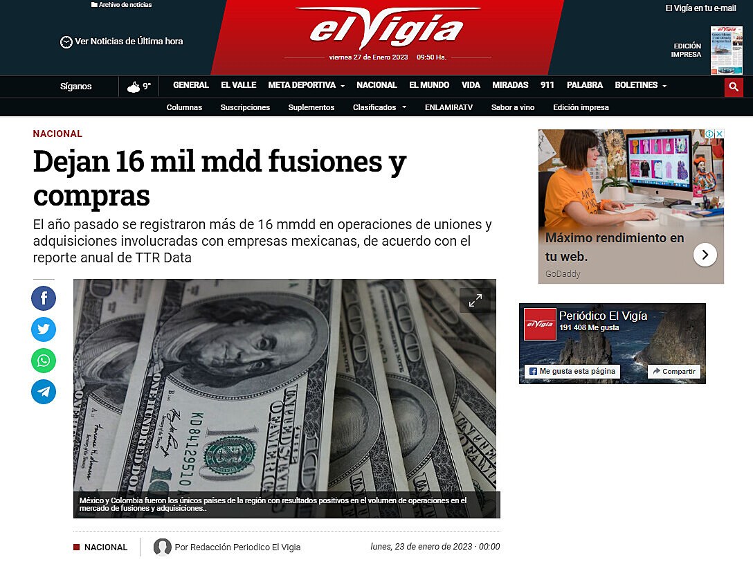 Dejan 16 mil mdd fusiones y compras